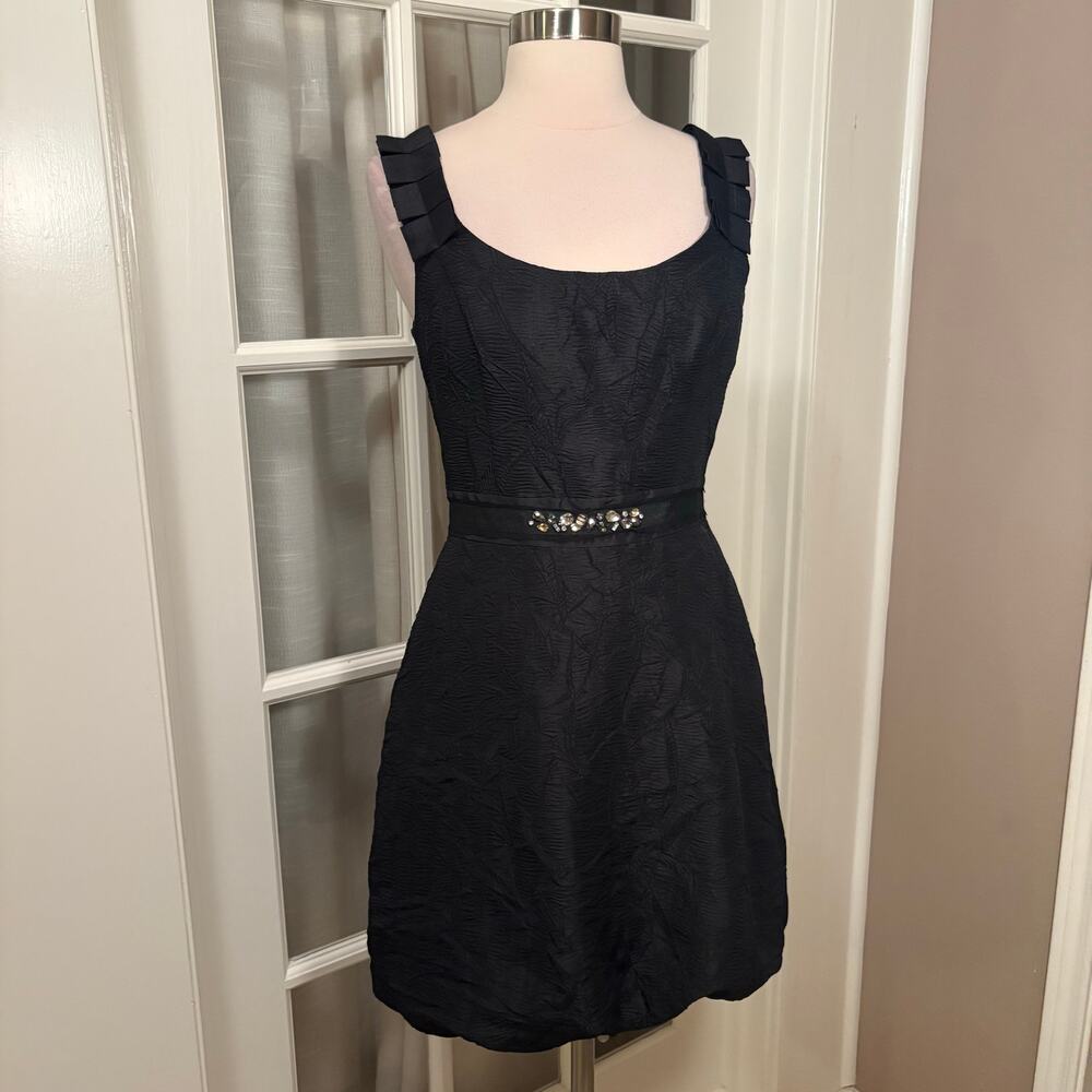 Max and Cleo Black Bubble Skirt Textured‎ Cocktail Dress Women’s Size 4 NWT